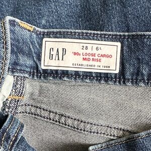 GAP Women's Mid Rise Loose Cargo Jeans - Blue